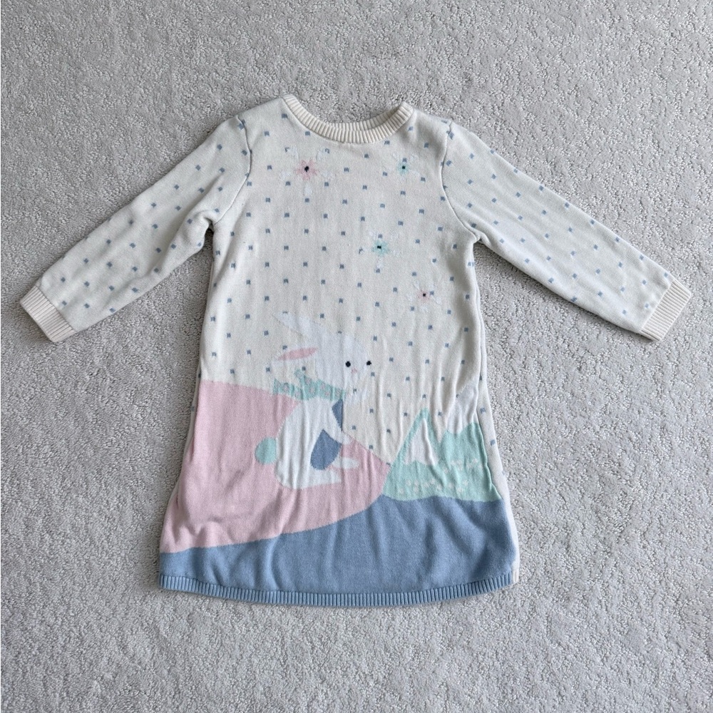 Kids Cream & Pastel Polar Bear Knit Dress, Size 2T - Picture 4 of 11